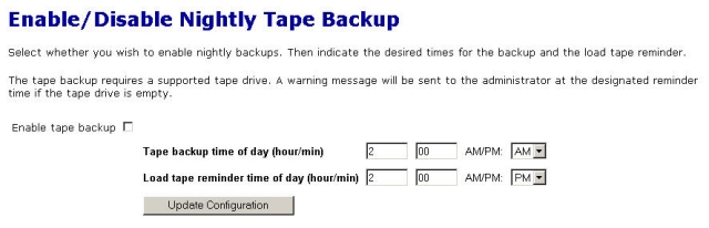 Configuring a tape backup