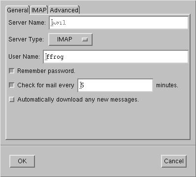Netscape Preferences- IMAP