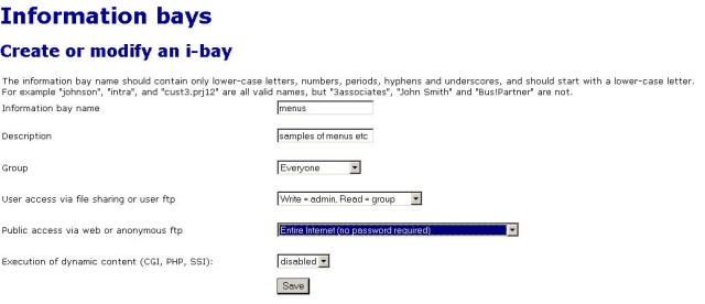 Creating the i-bay for menus