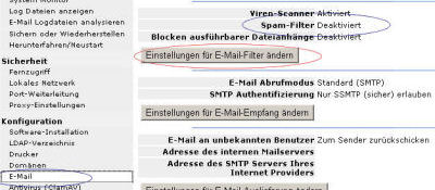 Spamfilter im Server-Manager aktivieren